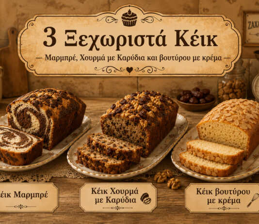 τρία διαφορετικά κέικ μαρμπρέ χουρμά με καρύδια και malai cake σε ξύλινο τραπέζι