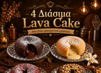 τέσσερα lava cake με σοκολάτα λευκή σοκολάτα red velvet και φυστικοβούτυρο με ρευστή καρδιά