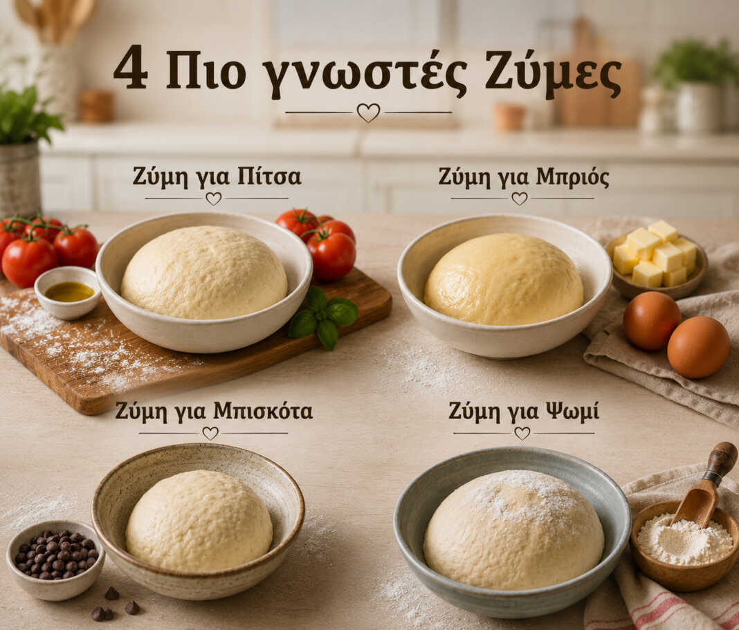 Τέσσερις από τις πιο σημαντικές και χρήσιμες ζύμες που μπορείς να φτιάξεις στο σπίτι. Ιδανικές για πίτσα, ψωμί, brioche, μπισκότα και πολλά ακόμα αρτοσκευάσματα.