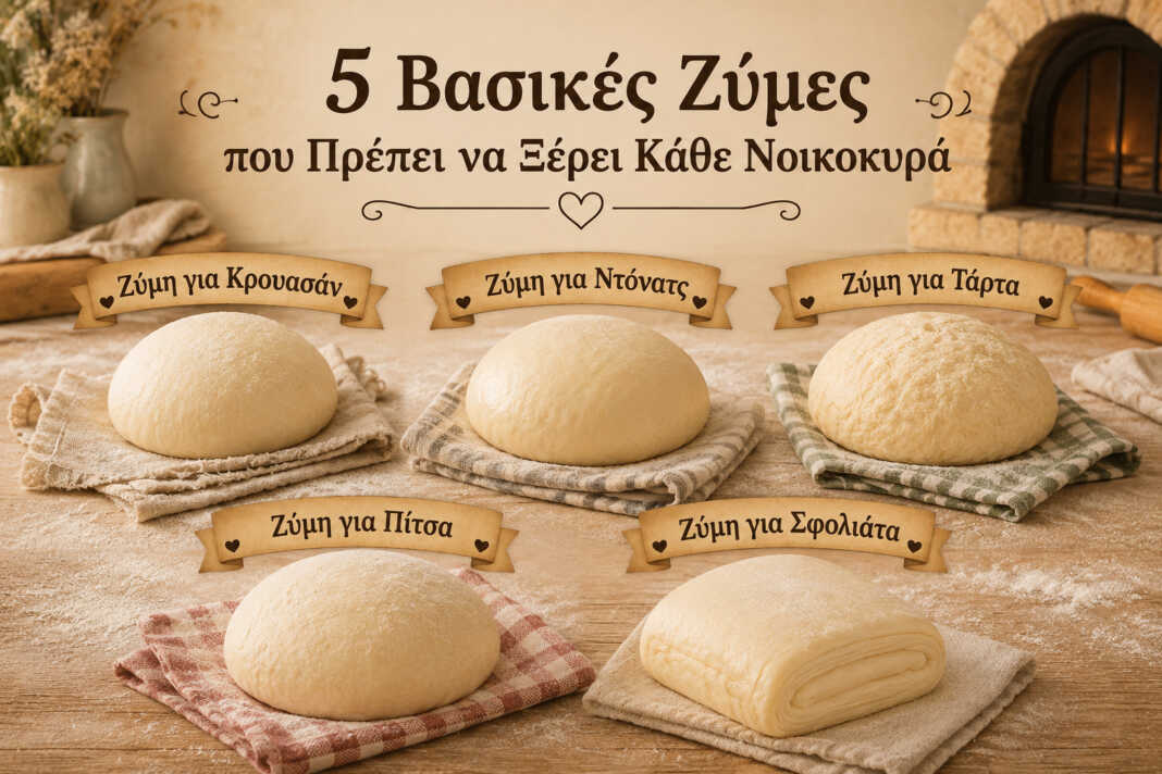 5 βασικές σπιτικές ζύμες για κρουασάν, πίτσα, ντόνατς, τάρτα και σφολιάτα