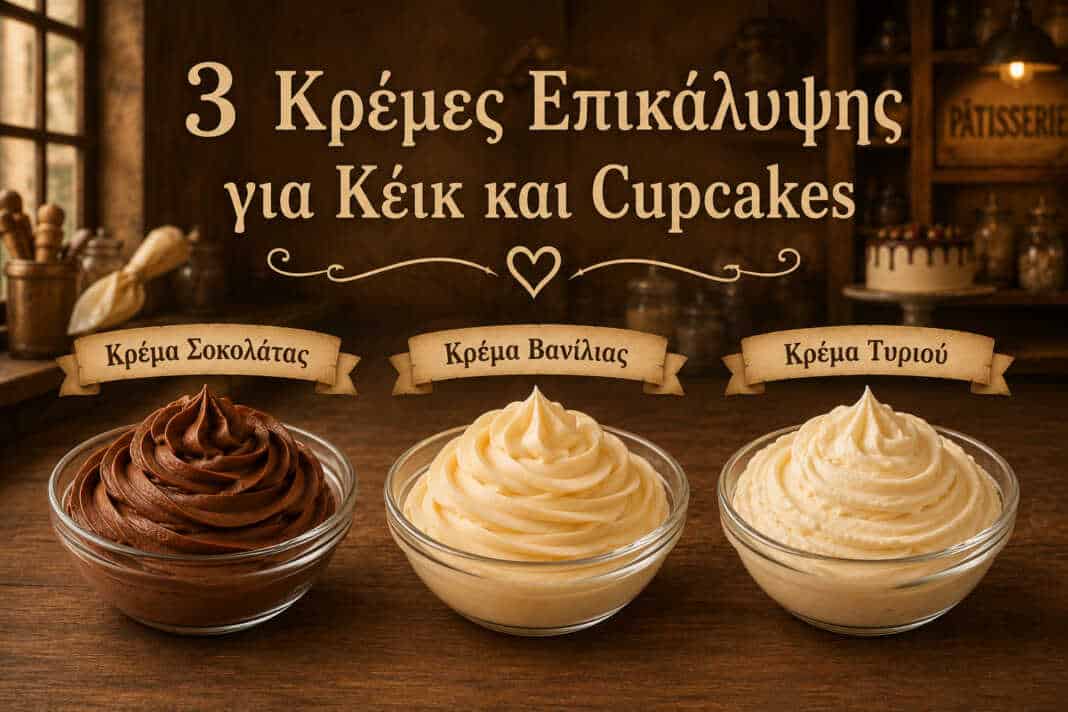 Σοκολατένια frosting, βουτυρόκρεμα βανίλιας και cream cheese frosting για κέικ και cupcakes