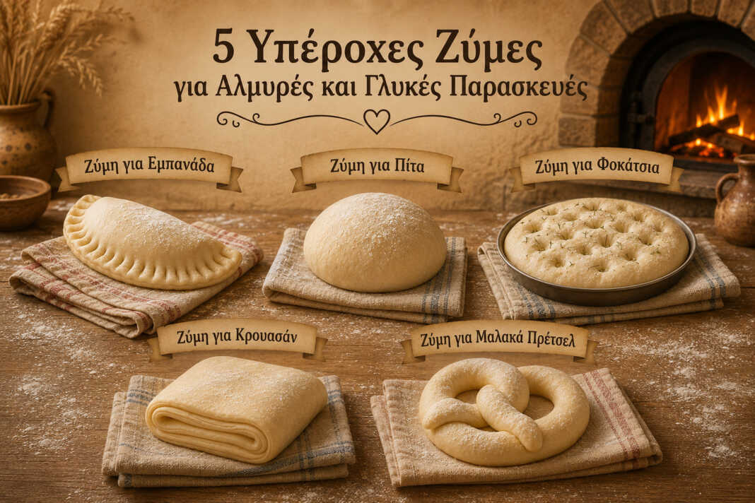 Σπιτικές ζύμες για empanadas, focaccia, pretzel, πίτες και κρουασάν