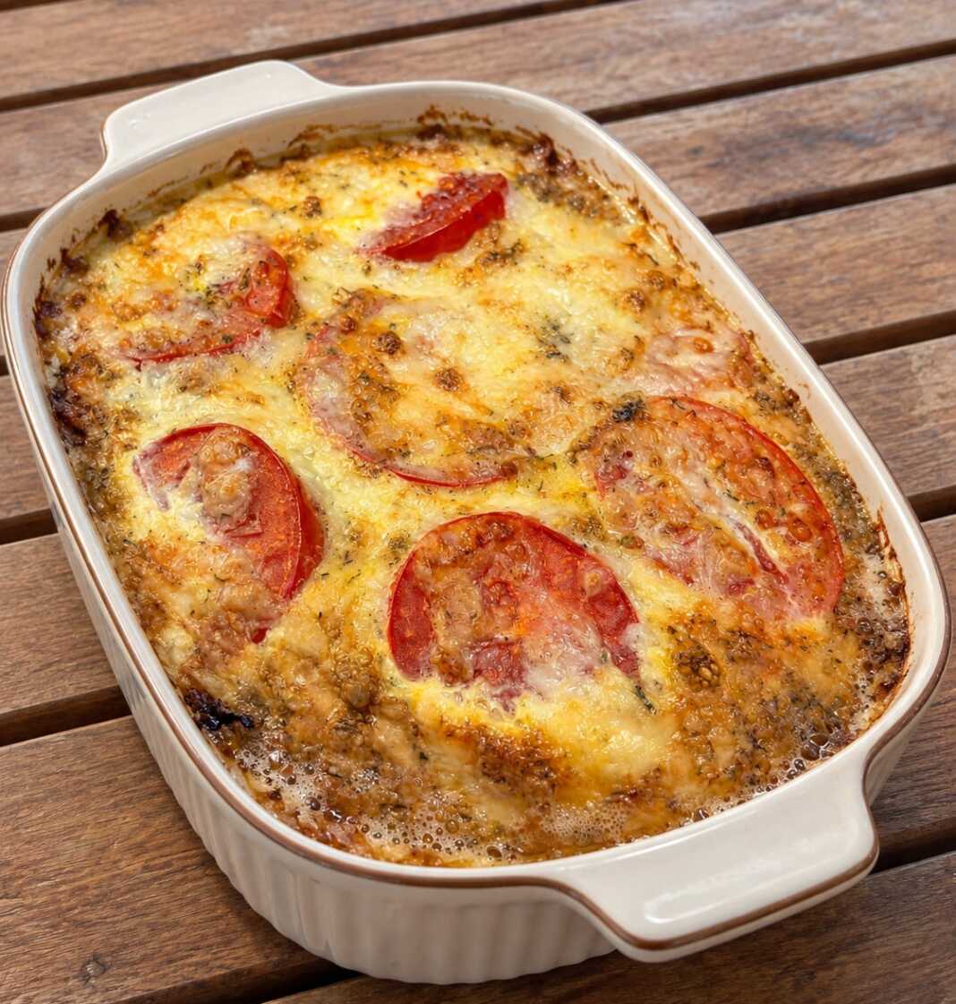 almiri pita Αλμυρή πίτα με μπαγιάτικο ψωμί, τυρί και ντομάτα
