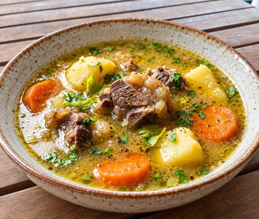 gida-Vrasti Γίδα βραστή με πατάτες, καρότα και λαχανικά σε λεμονάτο ζωμό