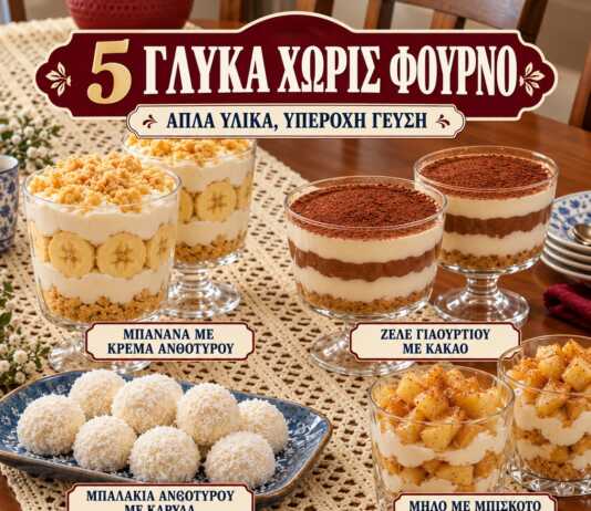 5 Εύκολα Γλυκά Χωρίς Ψήσιμο με Απλά Υλικά