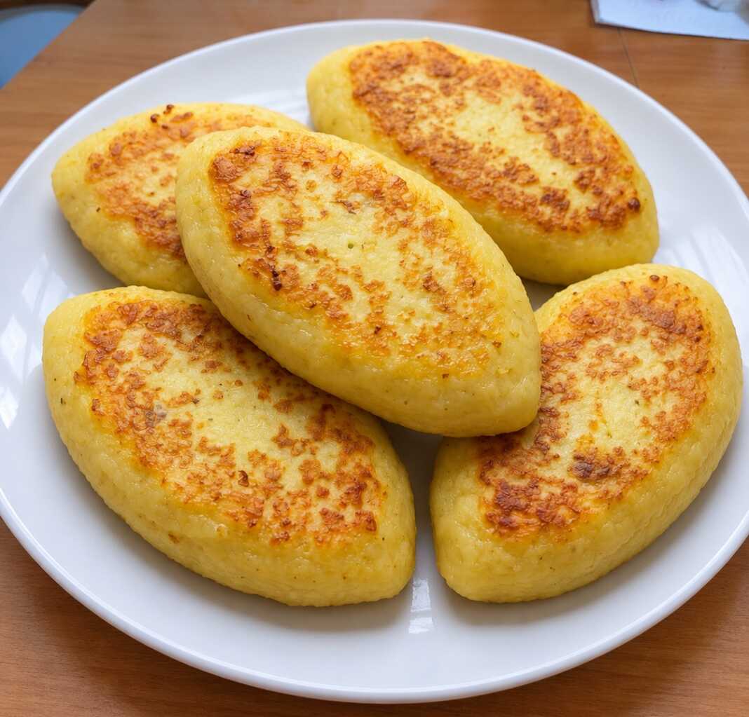 patatokeftedes-se-lefko-piato πατατοκεφτέδες με κιμά, γεμιστοί πατατοκεφτέδες, πατάτες με κιμά, zrazy πατάτας, κεφτέδες πατάτας στο τηγάνι, πουρές πατάτας με κιμά