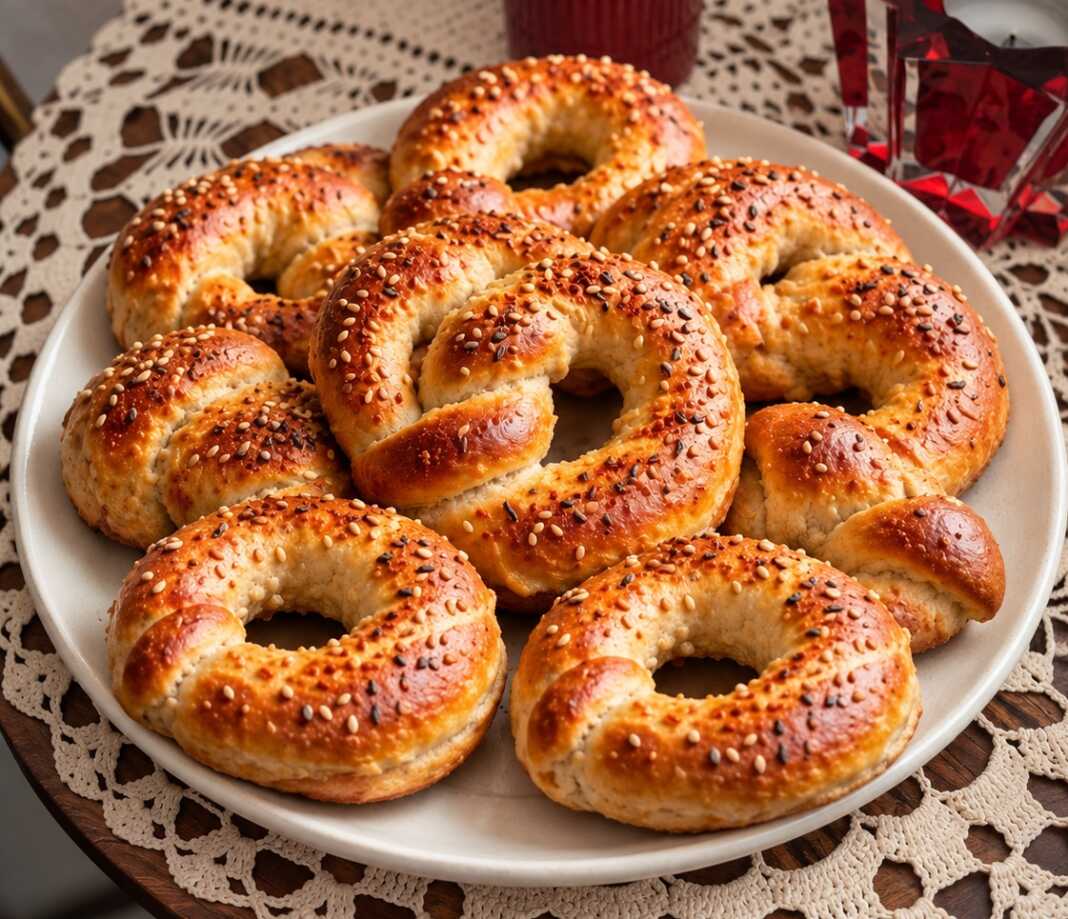 pretzel-se-piato Χρυσαφένια σπιτικά πρέτσελ με ανθό αλατιού και χαρακτηριστικό στριφτό σχήμα