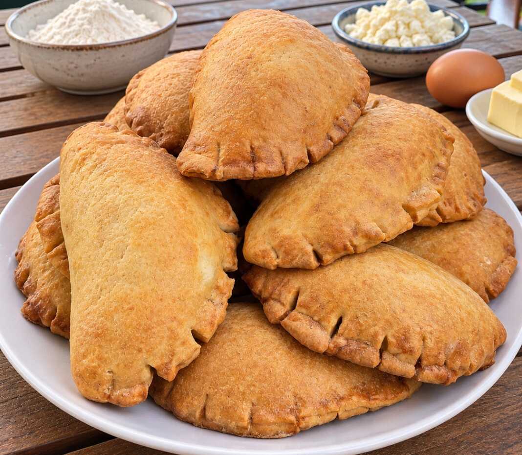 tiropitakia-lefko-piato-xoris-axni Χρυσαφένια τυροπιτάκια μισοφέγγαρα με μαλακή ζύμη και γέμιση από φέτα και ανθότυρο